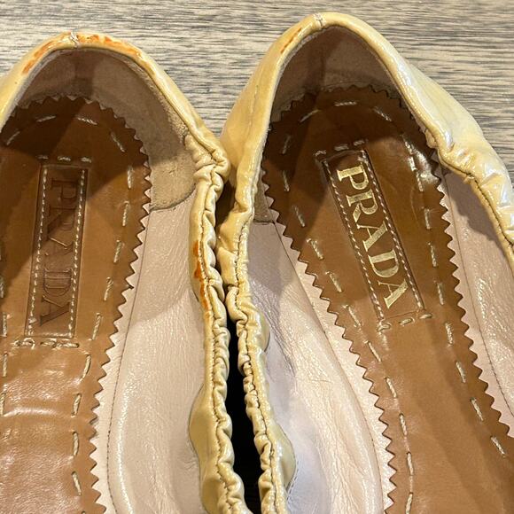 Prada Women's Yellow and Tan Ballet Flats - Picture 6 of 10